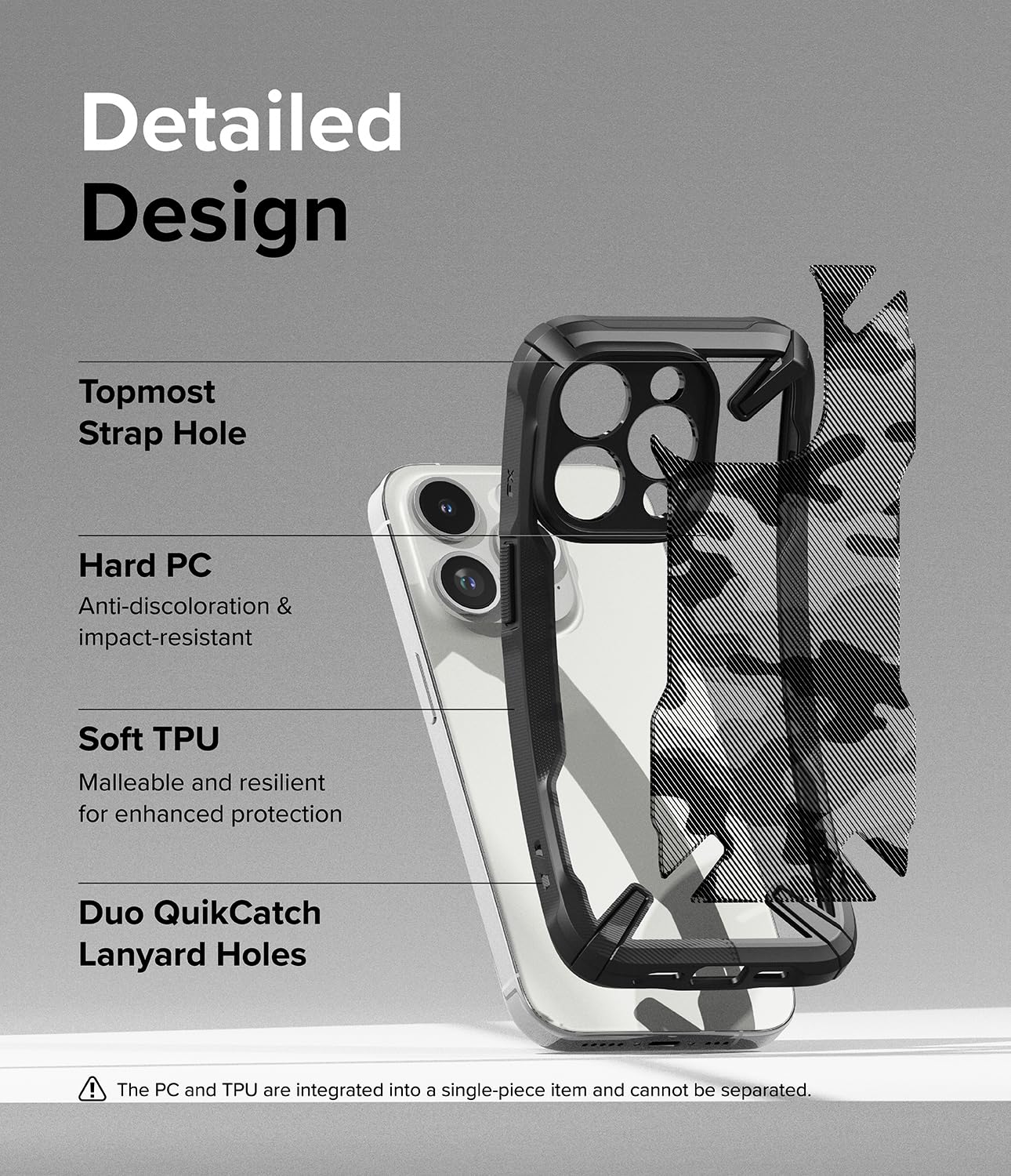 Ringke Fusion-X Cover iPhone 15 Pro Mimetica Camo Black