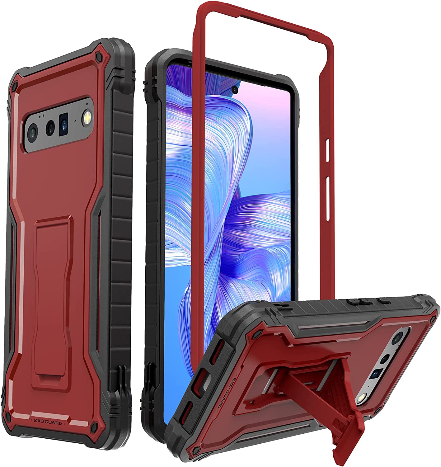 Redpepper Pixel 6 Pro Cover Antiurto con Supporto Nera