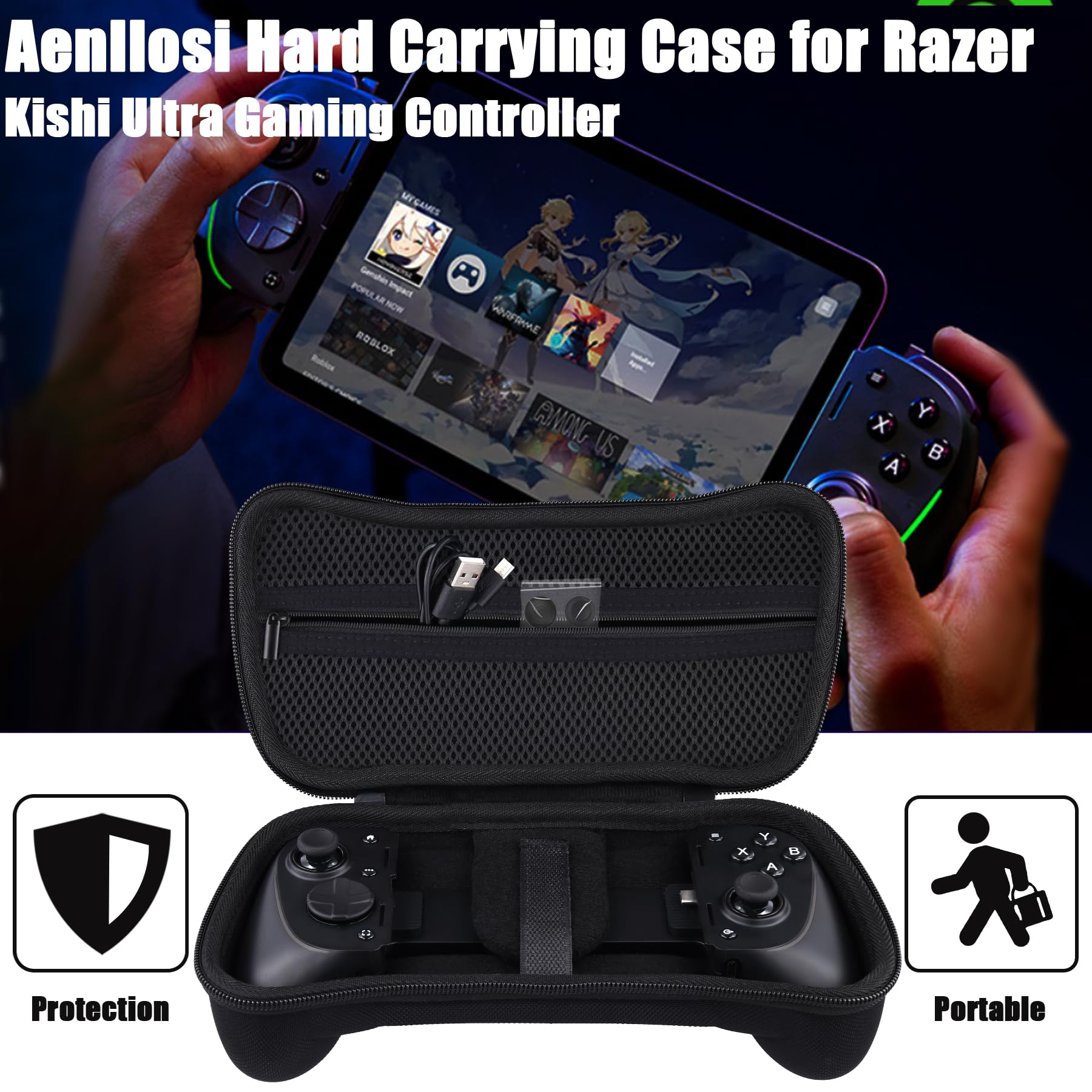 Aenllosi Game Controller Case Kishi V3 Pro custodia Nero