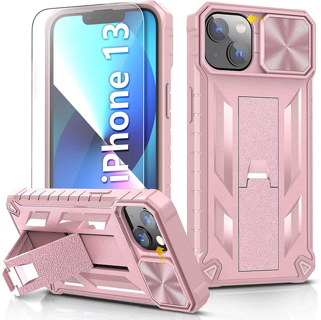 Redpepper iPhone 13 cover rugged nera con vetro e stand