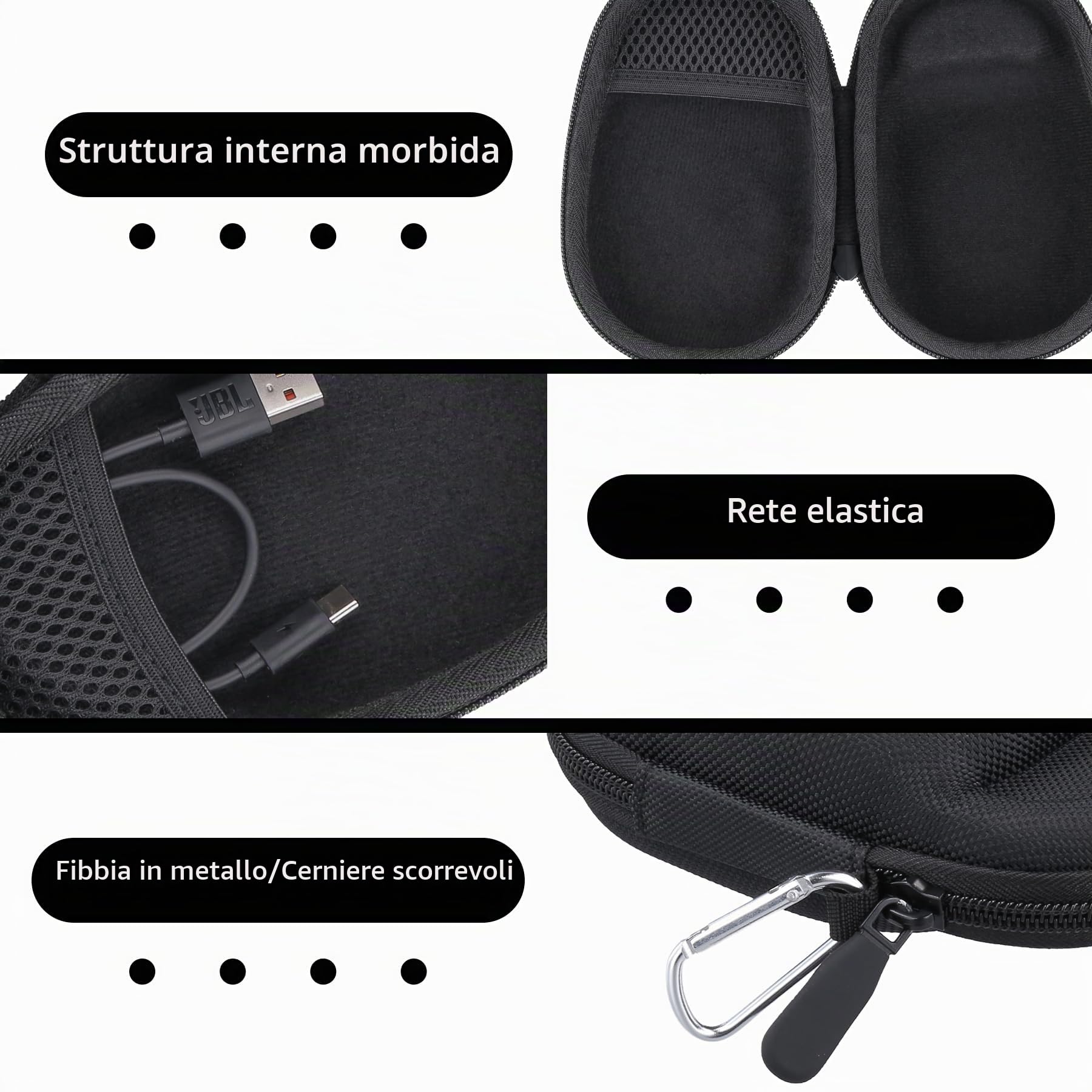Aenllosi Speaker Case custodia JBL Clip 5 EVA nera moschettone