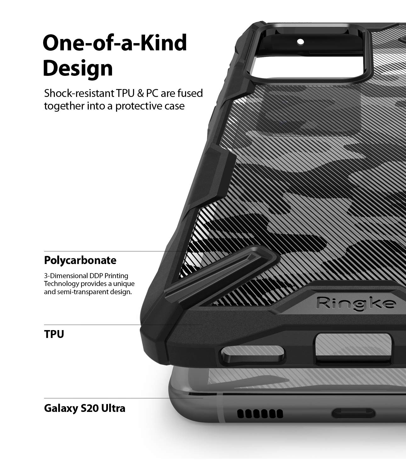 Ringke Fusion-X S20 Ultra cover Camo Black antiurto