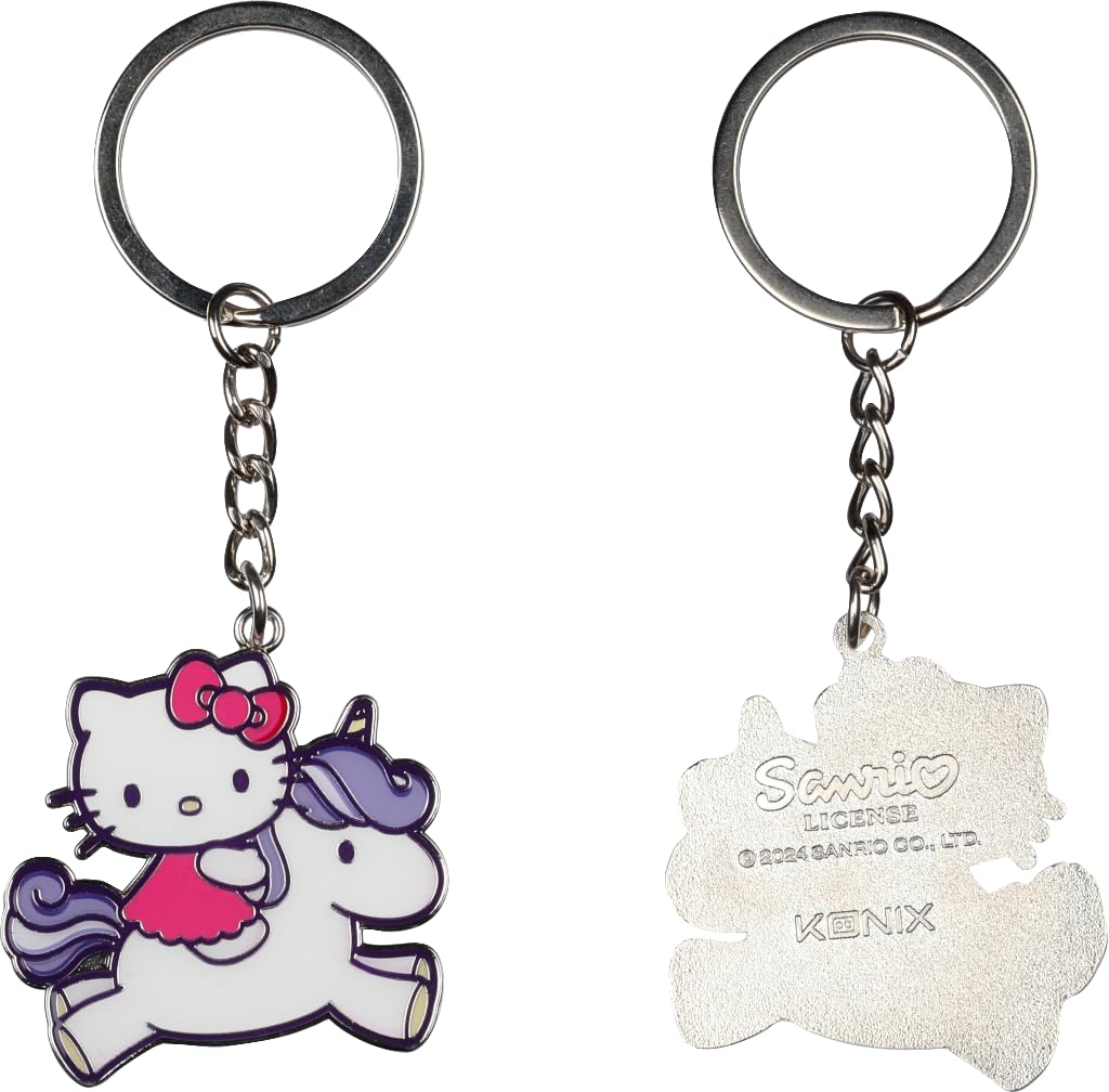 Konix Hello Kitty Portachiavi Metallo 4x4cm Skateboard Bianco