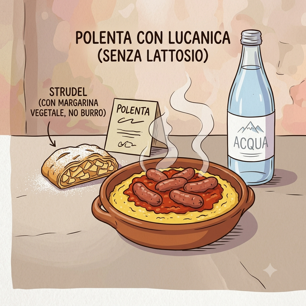 Menù Vaia polenta strudel e acqua pranzo tipico