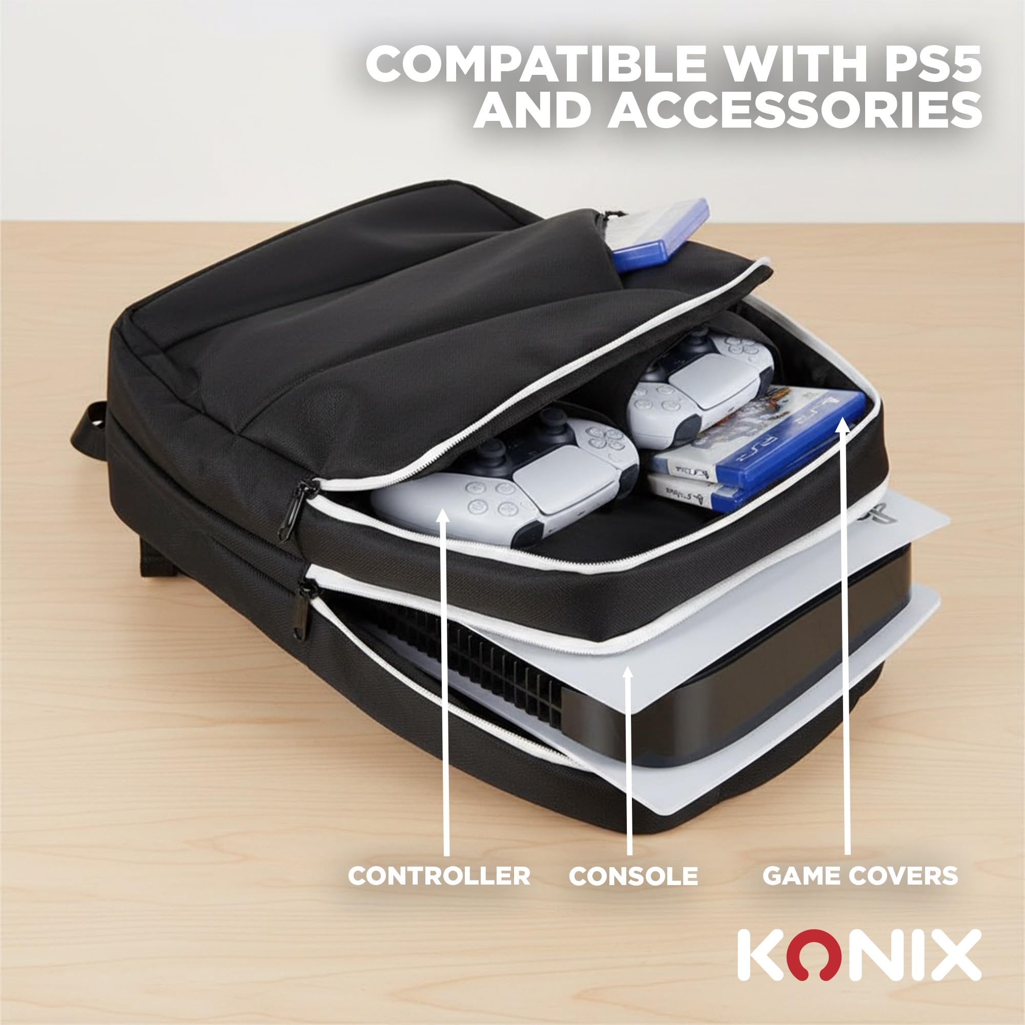 Konix Mythics Titan zaino PS5 16L nero bianco 30x10x47 cm