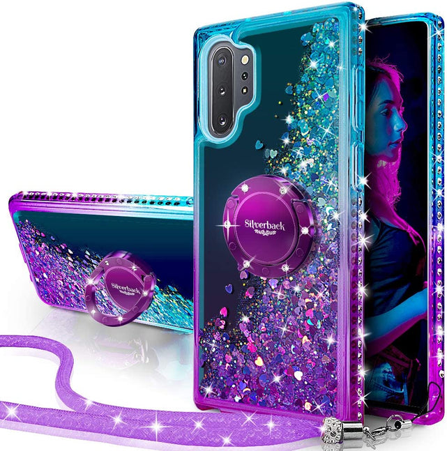 Redpepper Galaxy Cases Note 10 Plus Cover Glitter Viola con Anello