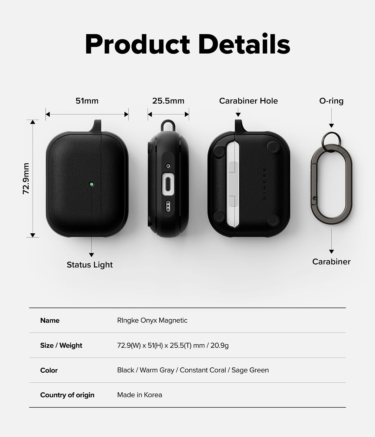 Ringke Onyx Magnetic AirPods Pro 3 custodia nera Black
