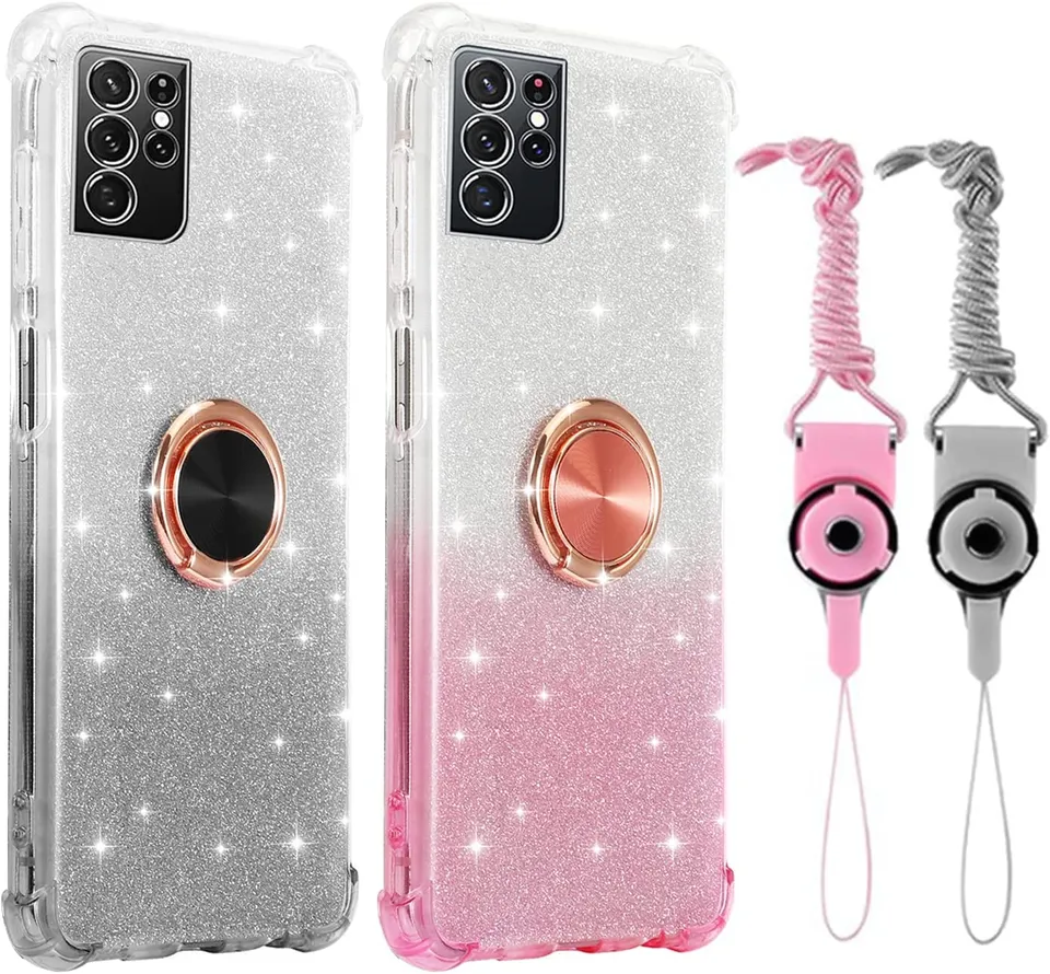 Redpepper Galaxy S21 Ultra cover glitter argento nero