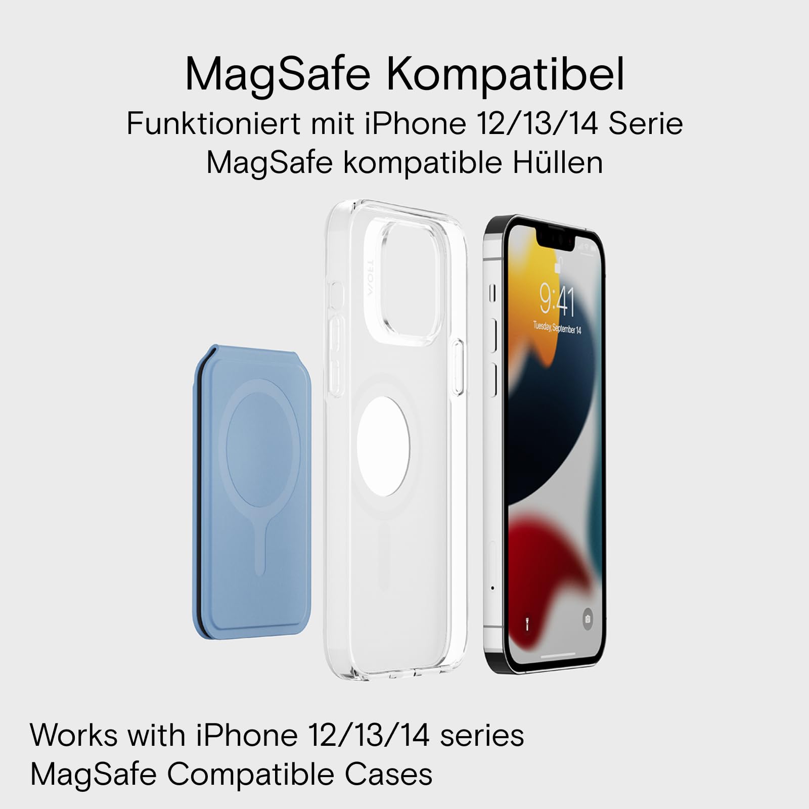 MOFT Snap portafoglio MagSafe blu ventoso pelle vegana