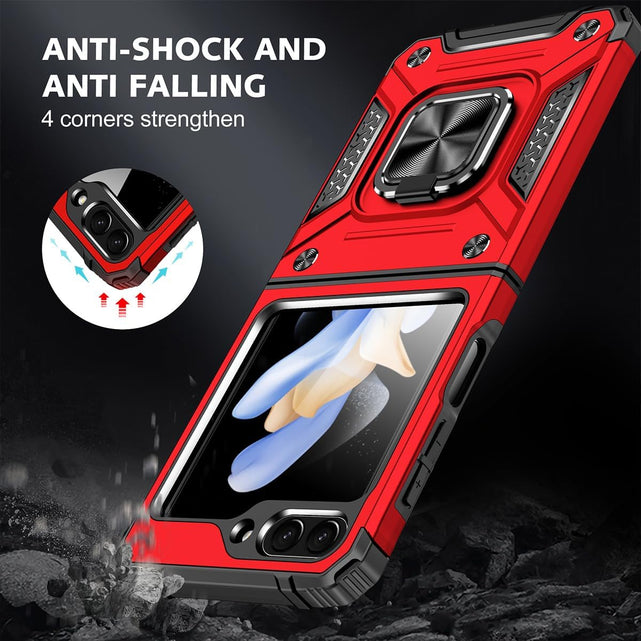 Redpepper Galaxy Cases Z Flip 6 Cover anello stand 360 blu vetro