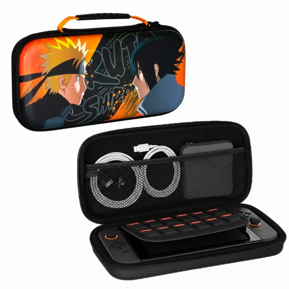 Konix Naruto Shippuden custodia Switch 2 nero arancione 8 giochi