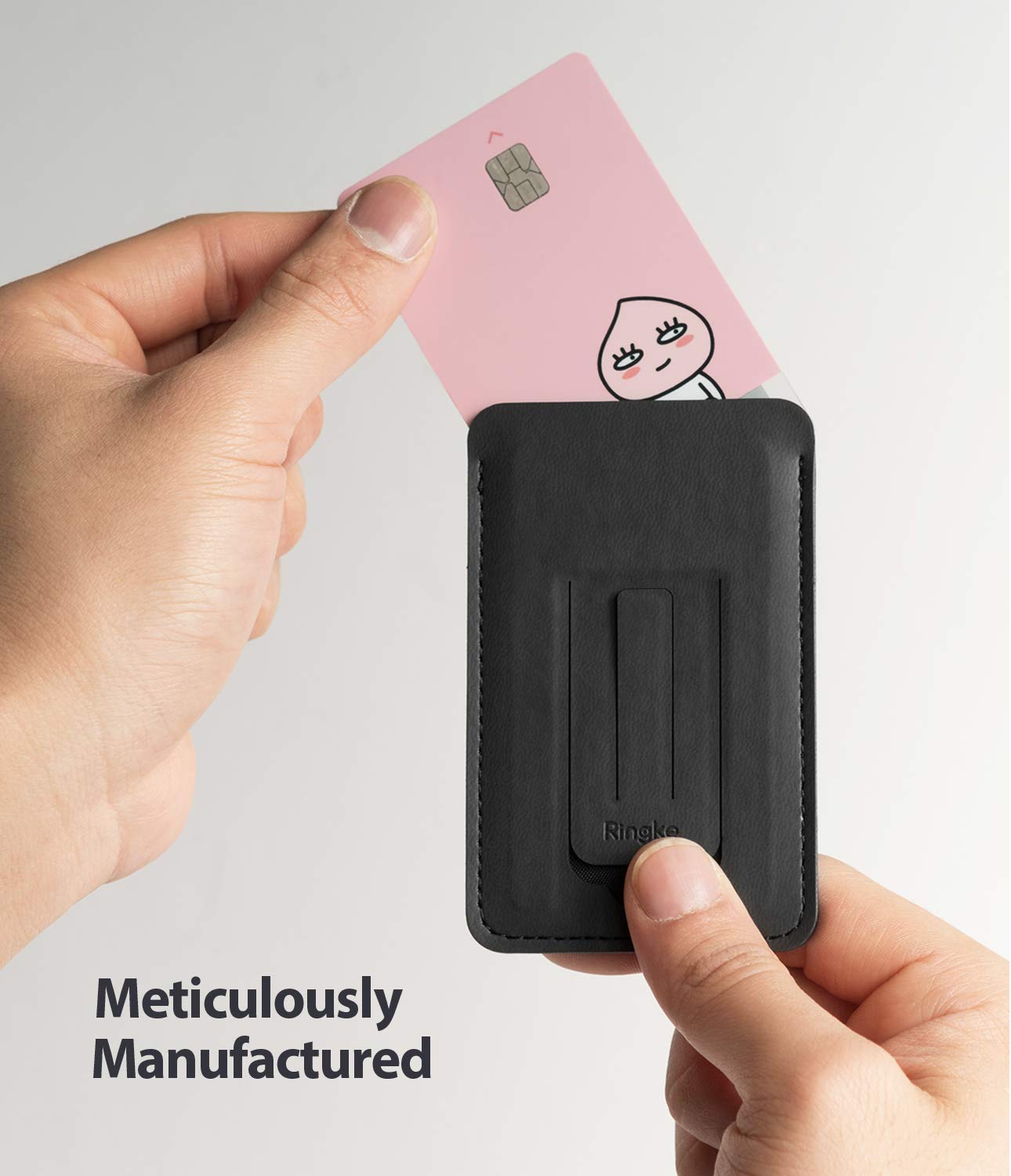 Ringke Card Holder Porta Carte Nero Adesivo con Stand