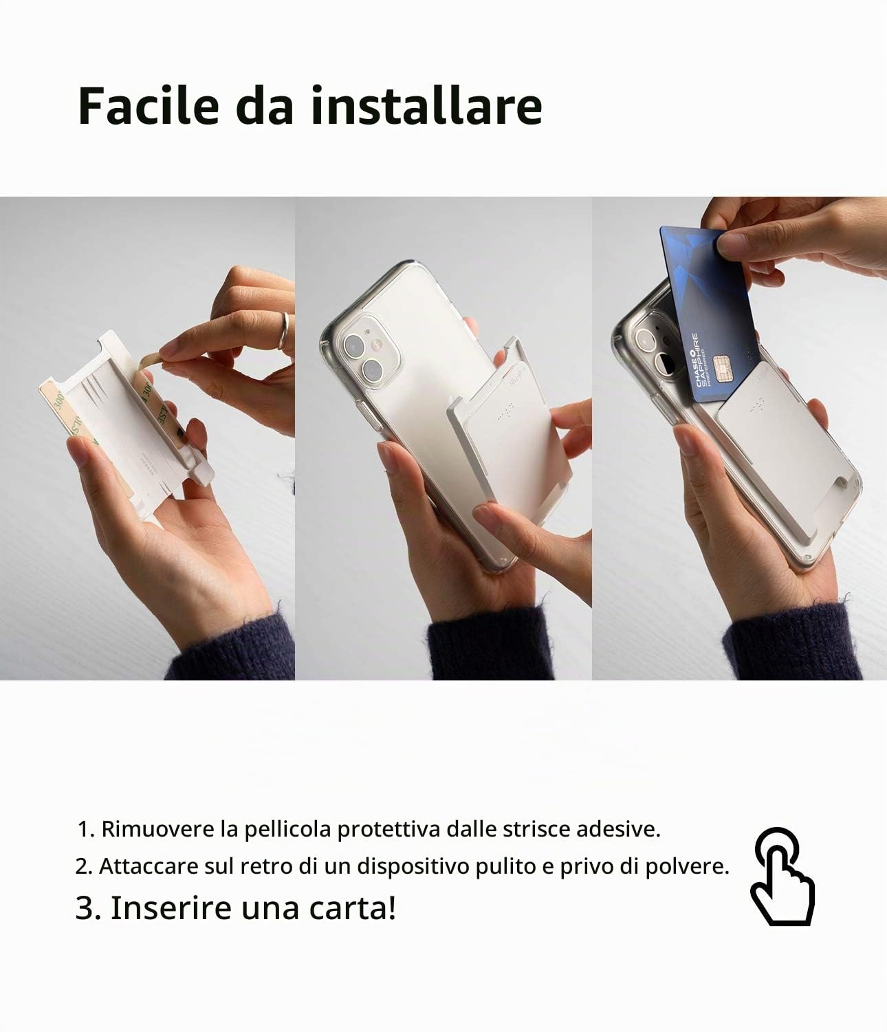 Ringke Slot Card Holder porta carte adesivo Clear Mist 2 pezzi