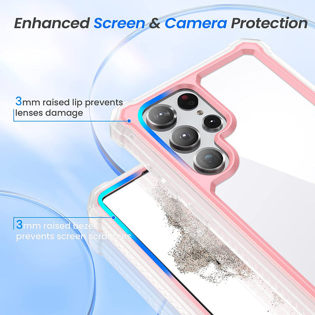 Redpepper Galaxy Cases S22 Ultra cover rosa trasparente full body