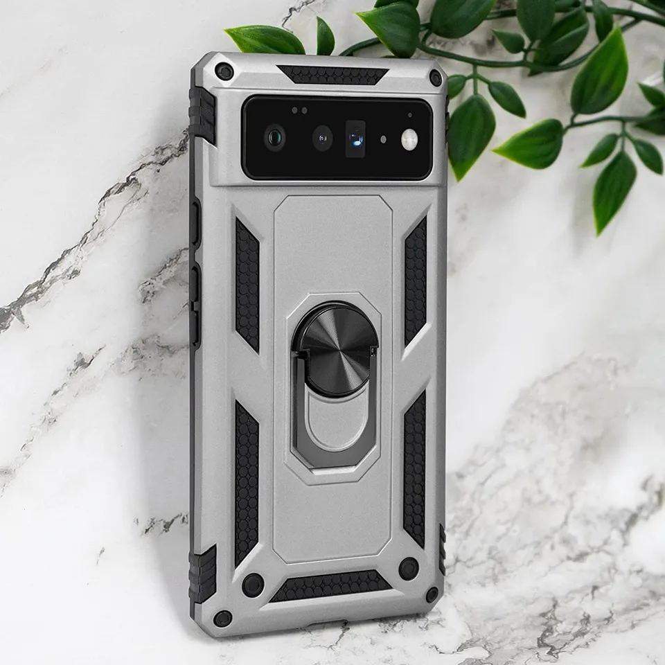 Redpepper iPhone 14 cover heavy duty nera con anello stand 360°