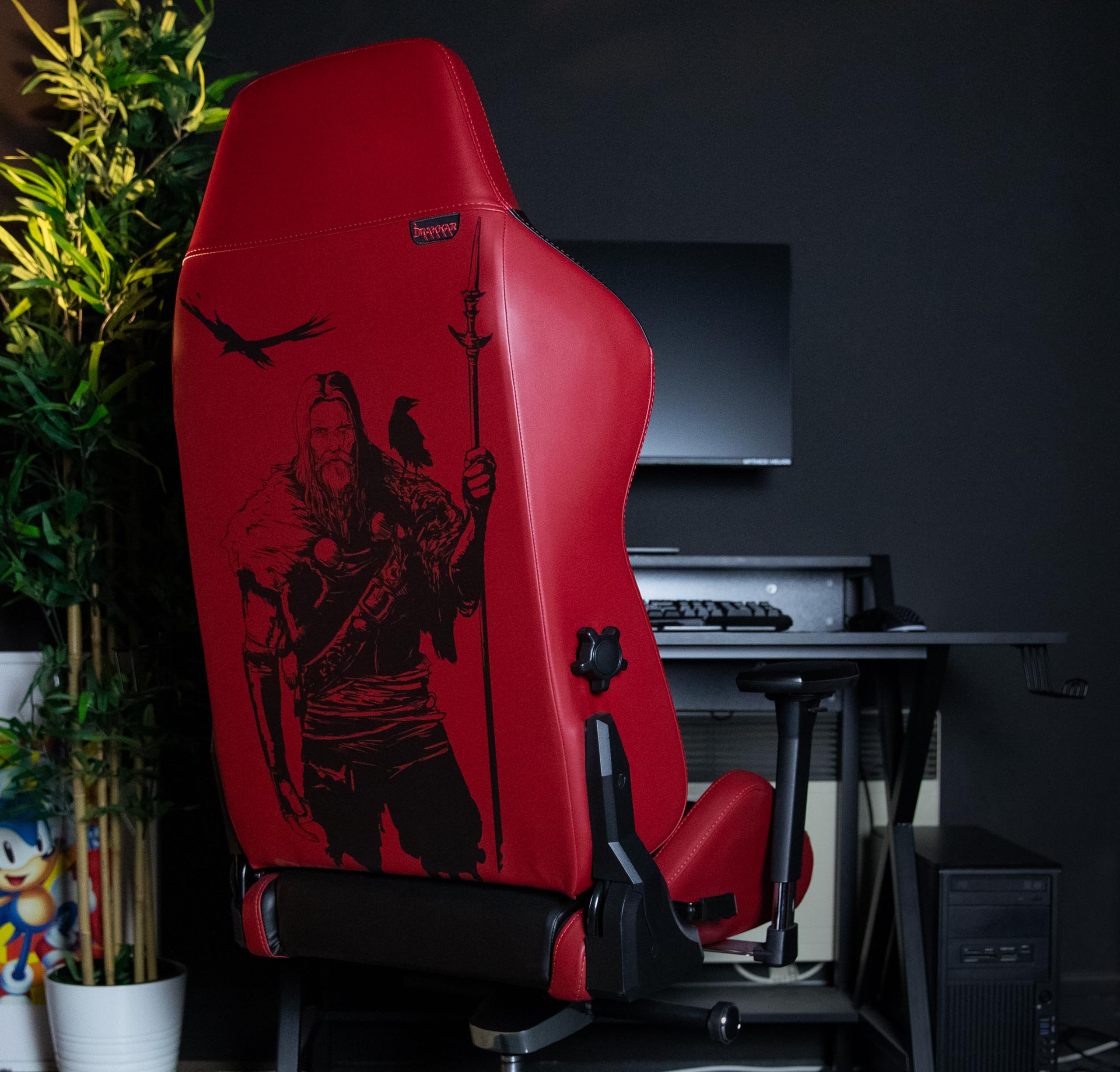 Konix Drakkar Odin sedia gaming nero rosso 160° pelle PU