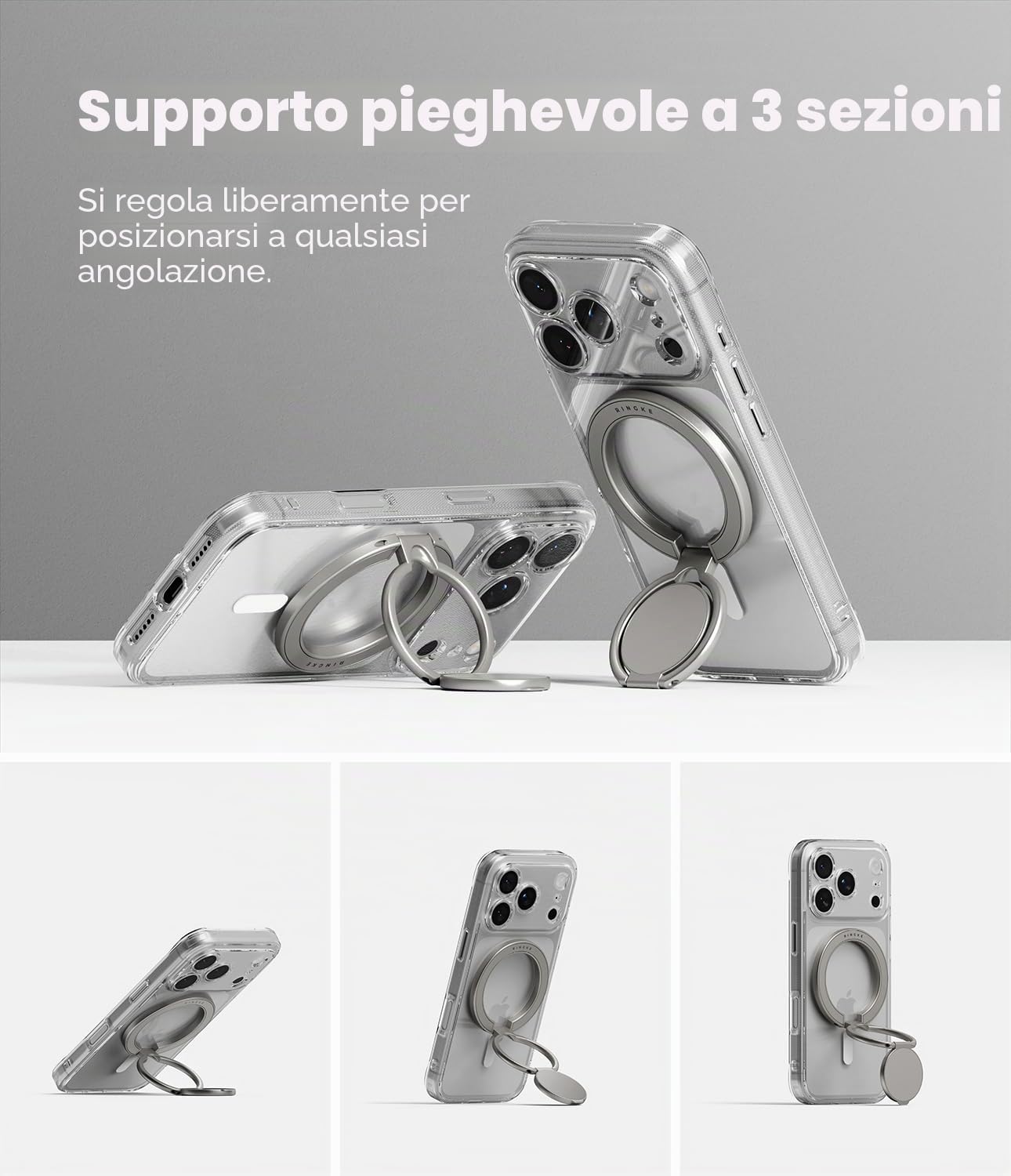 Ringke Ring Holder Magnetico Satin Silver Stand Zinco
