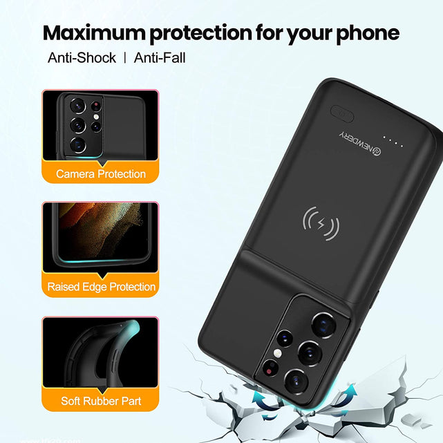 Redpepper Galaxy Cases S21 Ultra Cover Batteria 4700mAh Nera