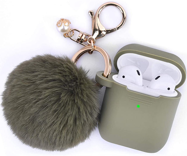 Redpepper Airpods custodia silicone con portachiavi pompom