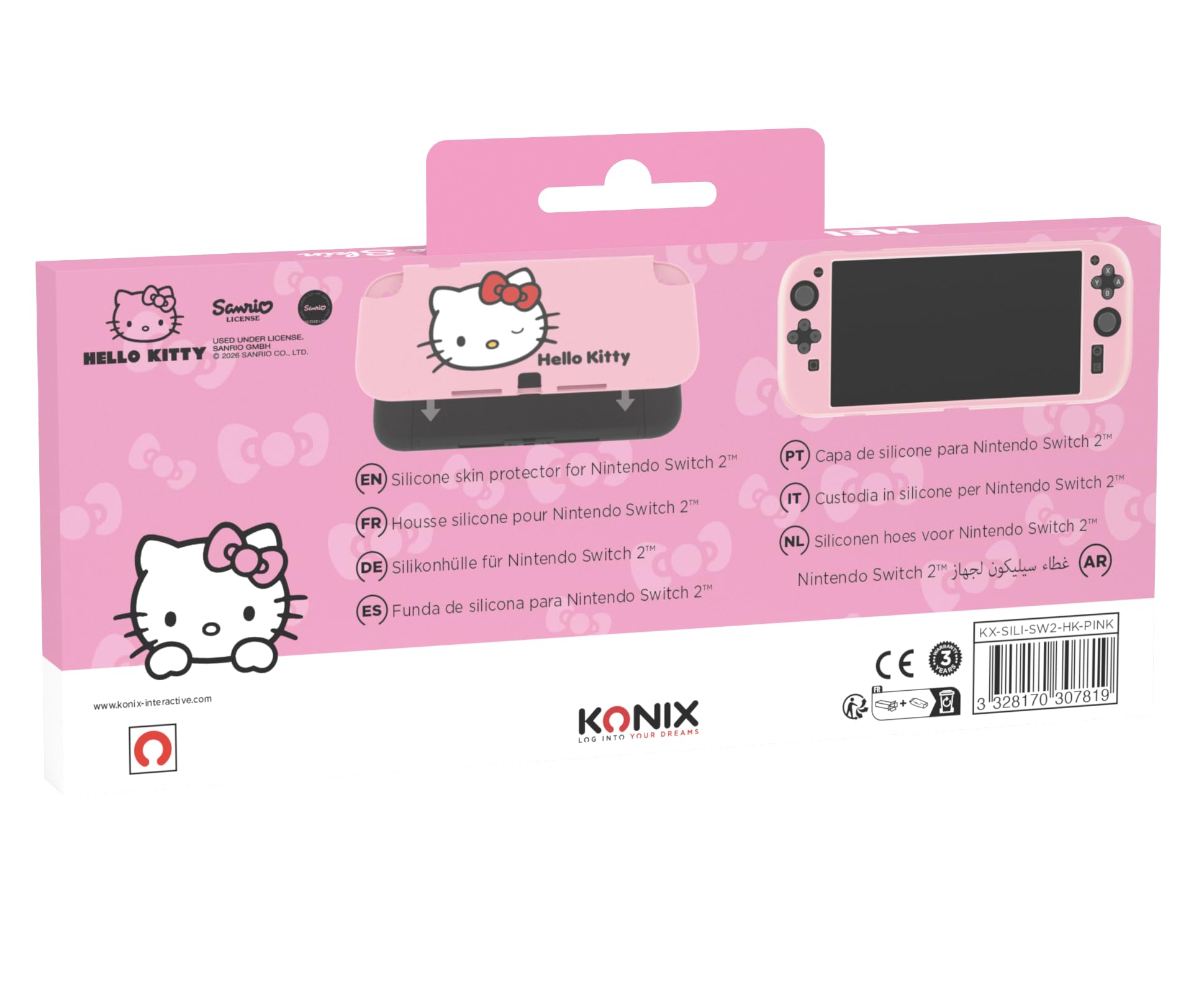 Konix Hello Kitty Cover Switch 2 Silicone Rosa Antiurto