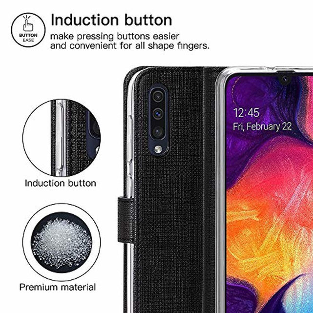 Redpepper Galaxy A70 Custodia Portafoglio Nera con Stand
