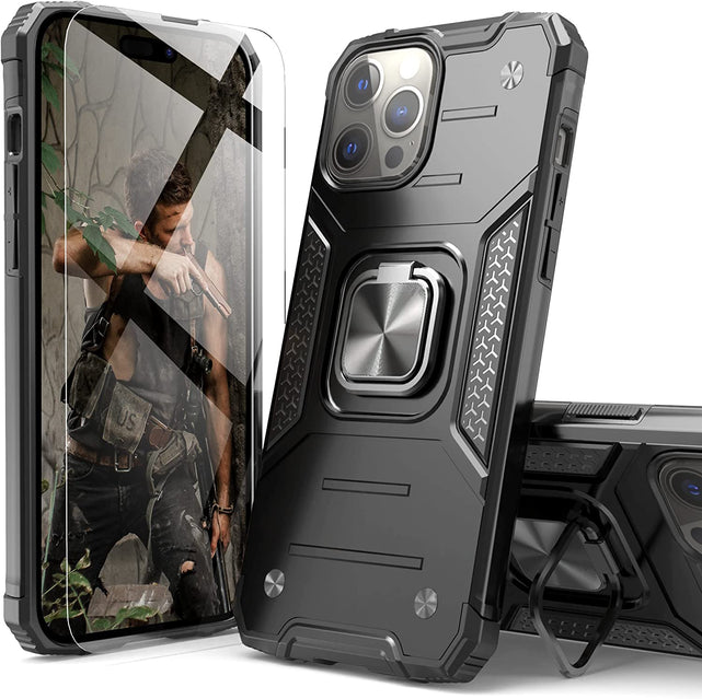 Redpepper iPhone 14 Pro Cover Slim Anello Stand + Vetro Temperato