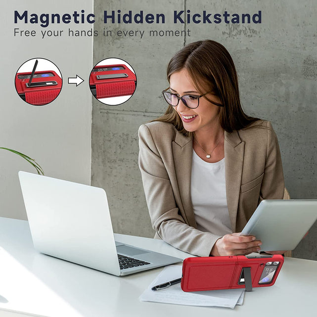 Redpepper Galaxy Z Flip 4 cover pelle rossa con stand