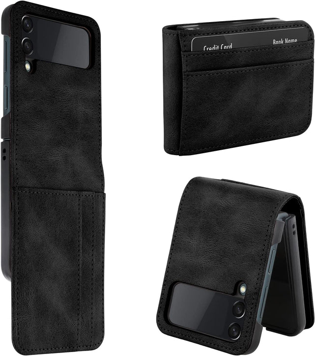 Redpepper Galaxy Z Flip 4 Custodia Portafoglio Pelle Nera 3 Carte