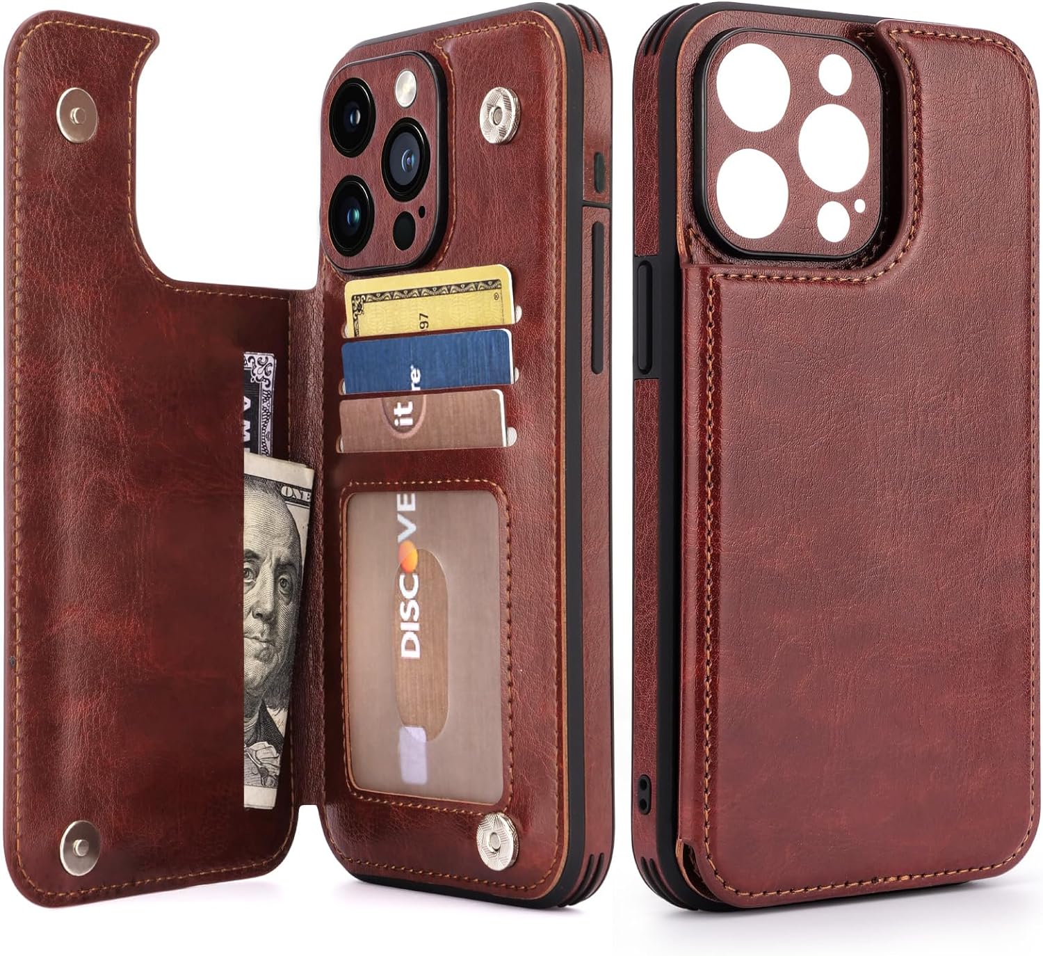 Redpepper iPhone 15 Pro Max cover portafoglio nera pelle