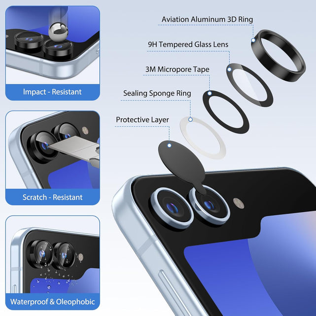 Redpepper Galaxy Cases Z Flip 6 vetro 9H + lenti set 9 pezzi