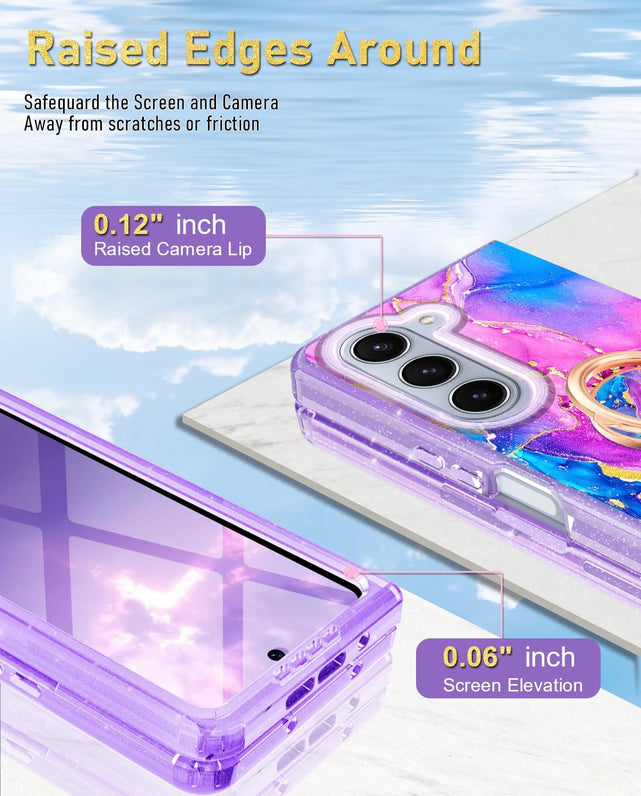 Redpepper Z Fold 5 Cover Marmo Viola 7,6" con Anello