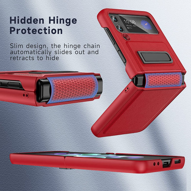 Redpepper Galaxy Z Flip 4 cover pelle rossa con stand