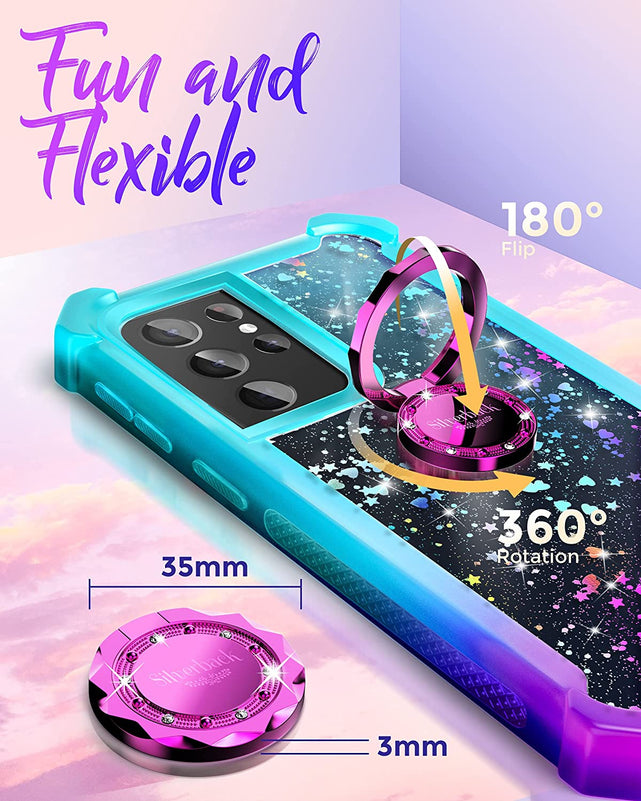 Redpepper Galaxy S21 Ultra cover anello glitter antiurto