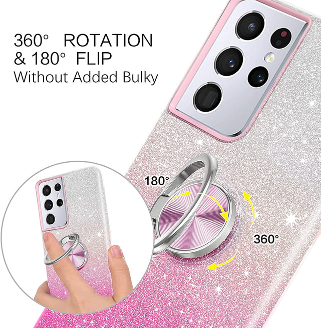 Redpepper Galaxy Cases S21 Ultra cover glitter nera anello stand