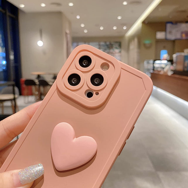 Redpepper iPhone 13 Pro Cover silicone cuore rosa shock