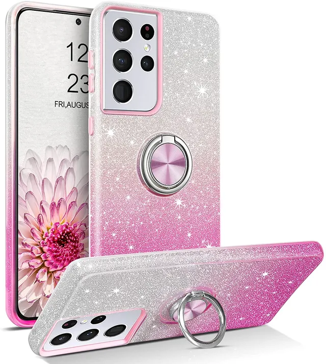 Redpepper Galaxy Cases S21 Ultra cover glitter nera anello stand