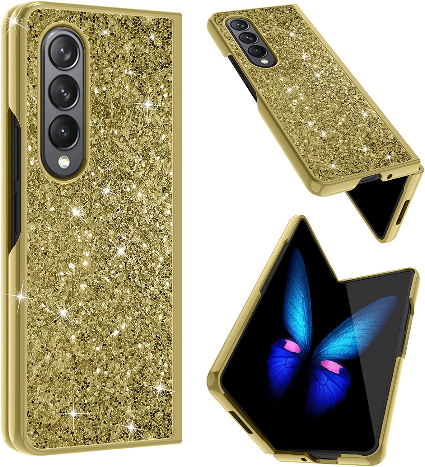 Redpepper Galaxy Z Fold 4 custodia glitter blu brillantini