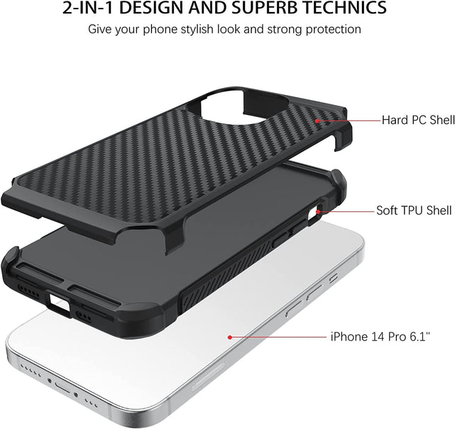 Redpepper iPhone 14 Pro cover carbonio slim antiurto