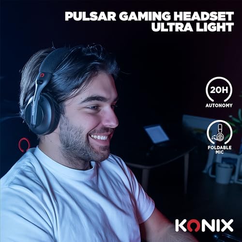 Konix Pulsar Cuffie Gaming 180g Bluetooth Nere 40mm