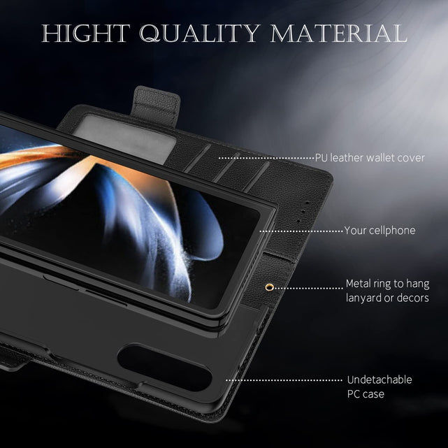Redpepper Galaxy Z Fold 4 Portafoglio Pelle Nero Stand