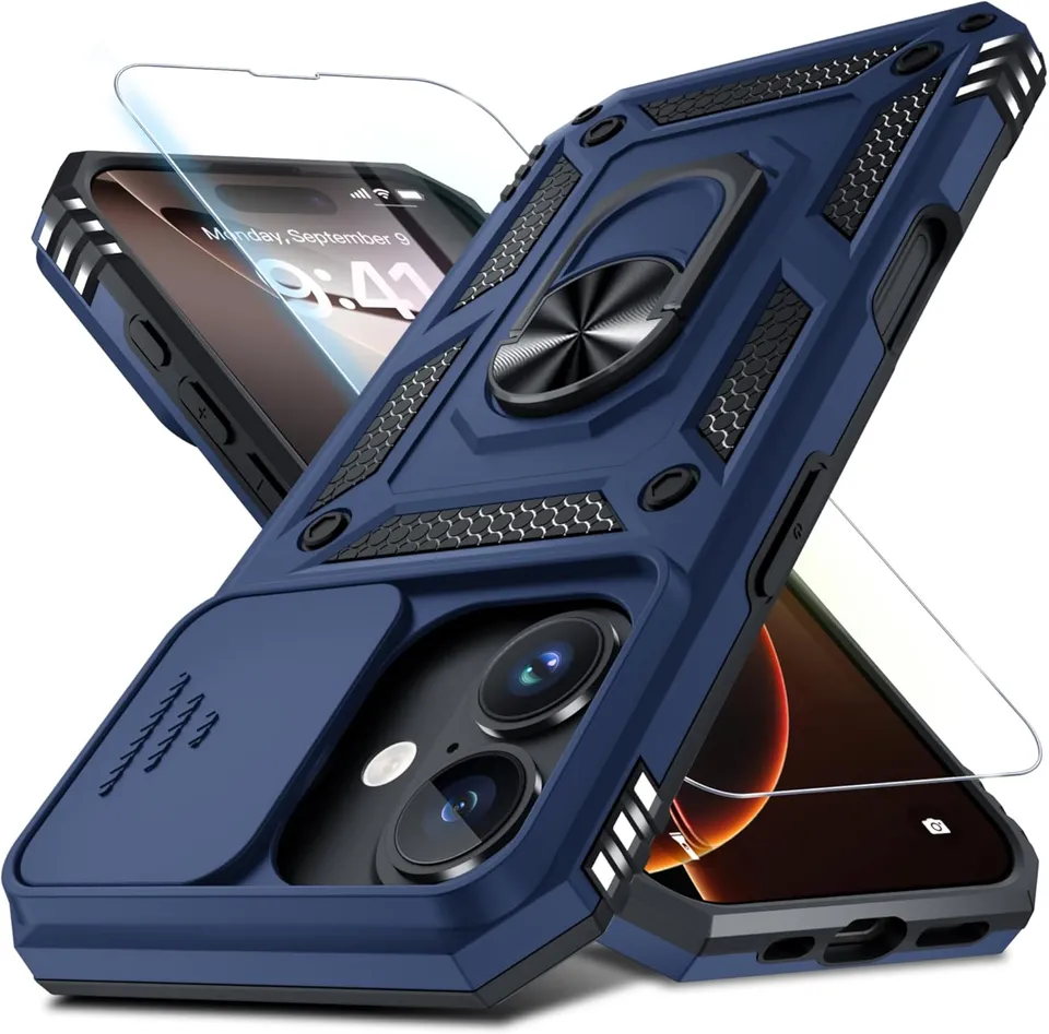 Redpepper Apple Cases iPhone 16 Pro Max cover blu con stand anello