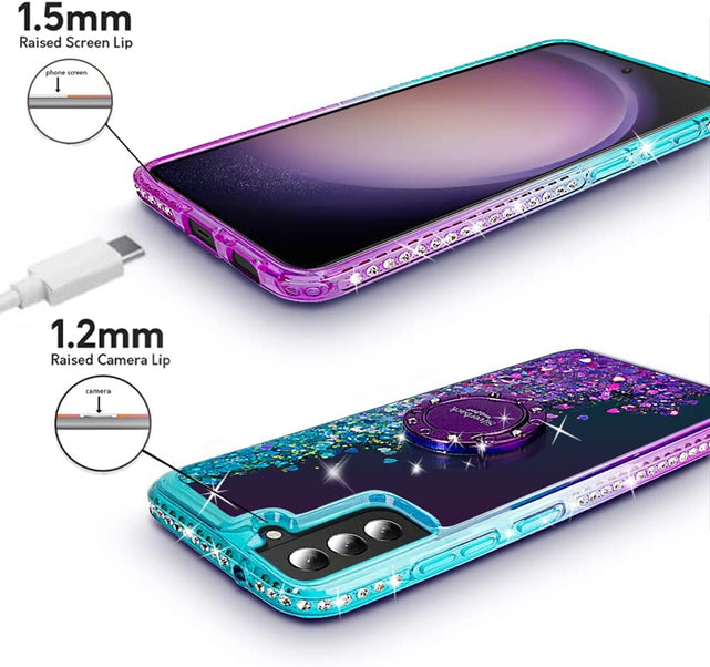 Redpepper Galaxy S23 custodia glitter liquida con anello