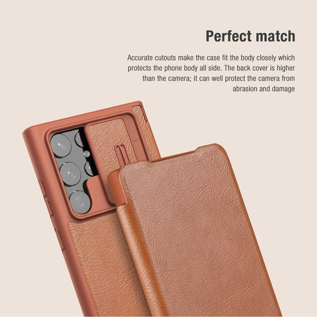Redpepper Galaxy S22 Ultra Cover Pelle Flip Nera Antigraffio