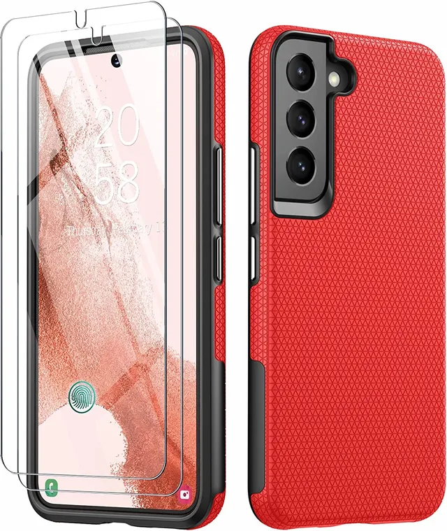 Redpepper Galaxy S22 Custodia nera + 2 vetri antishock