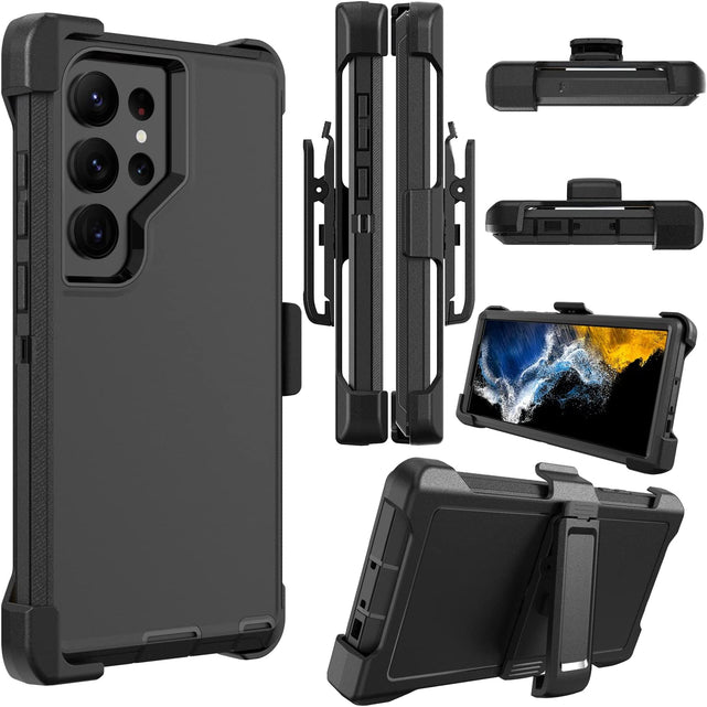 Redpepper Galaxy S23 Ultra cover antiurto con clip cintura nera