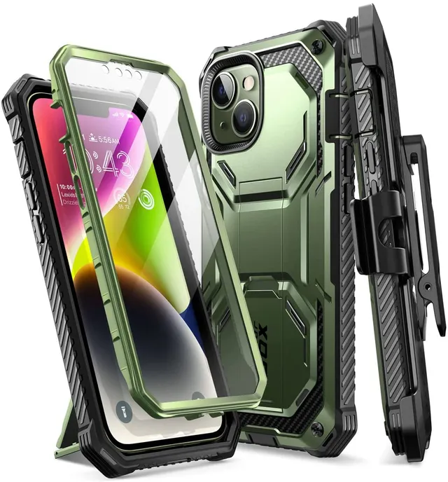 Redpepper Apple Cases Holster cover iPhone 14 nero con stand e vetro