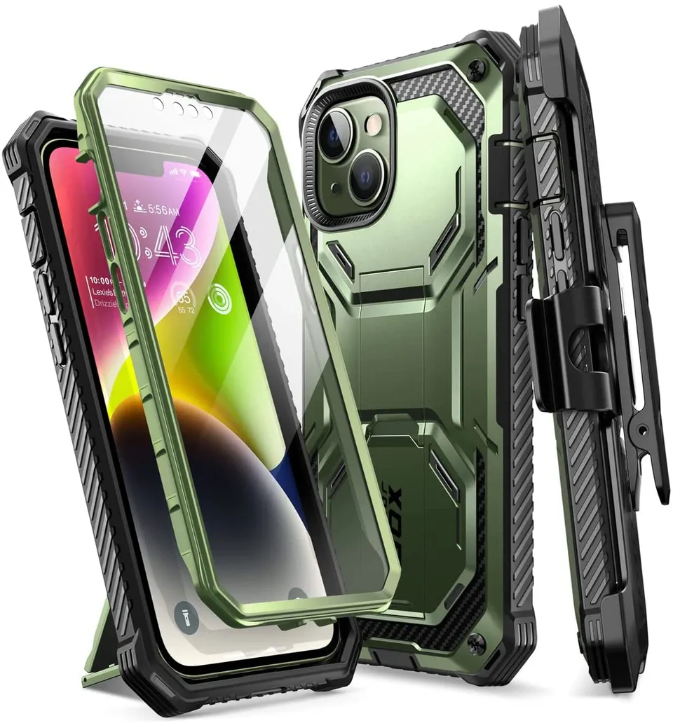 Redpepper Apple Cases Holster cover iPhone 14 nero con stand e vetro