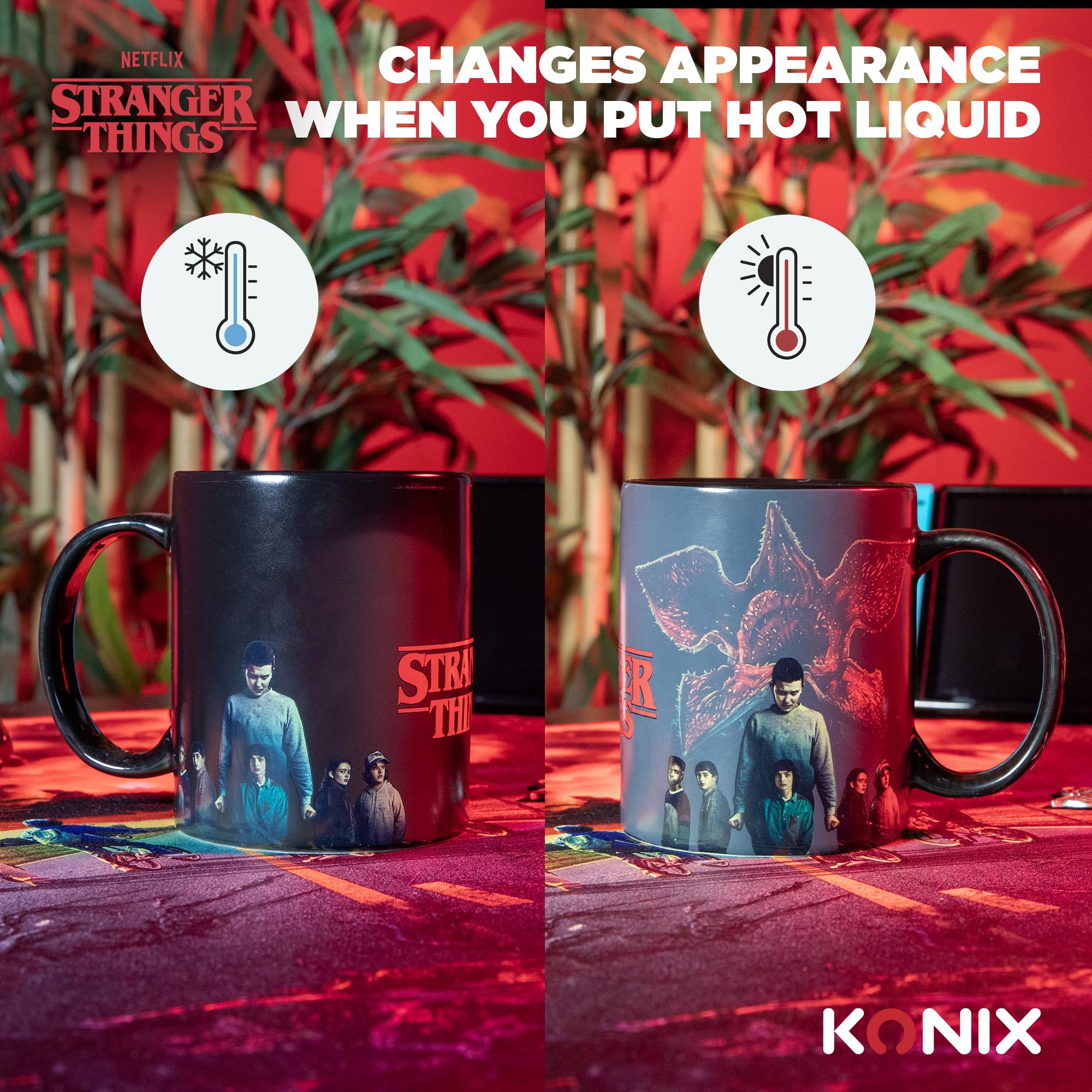 Konix Stranger Things Tazza Ceramica 320 ml Nera Termoreattiva