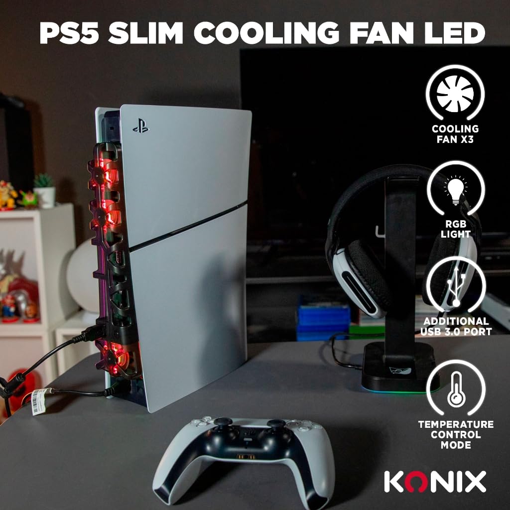 Konix Cooling Pads Ventola PS5 Slim RGB 3 Velocità