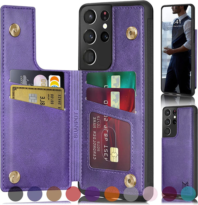 Redpepper Galaxy S21 Ultra cover portafoglio pelle rosso vino